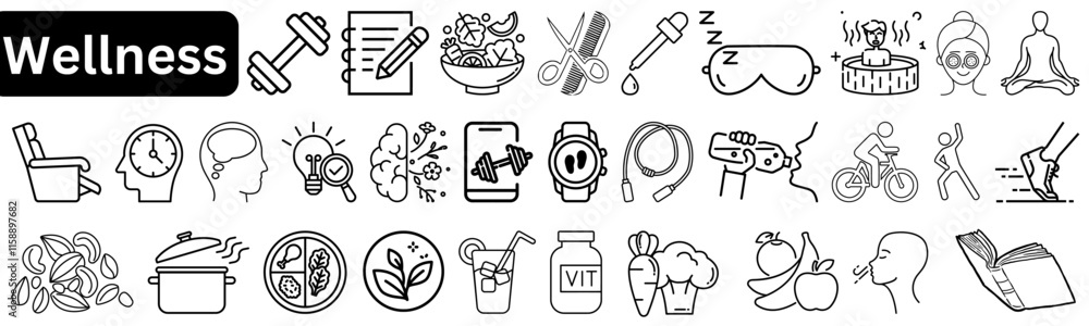 Wellness Related Editable Line Icons Pack Wellness Related Editable Line Icons Pack