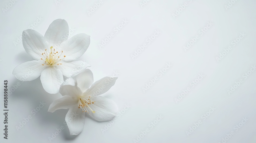 jasmine white flower isolated on white background. place for text. jasmine white flower isolated on white background. place for text.