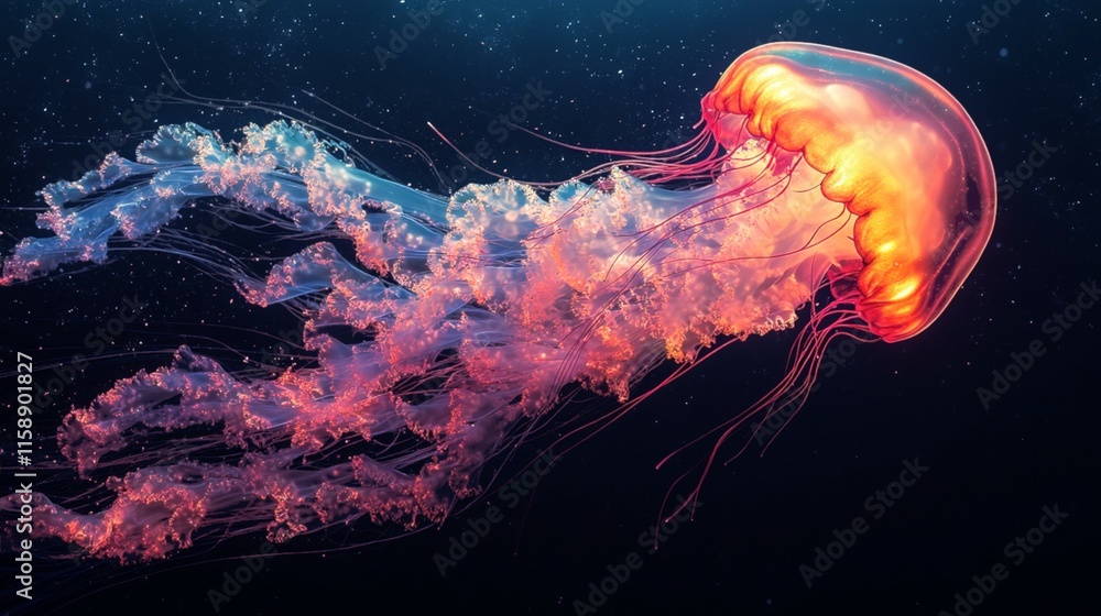 Obraz premium Jellyfish on a Solid Background