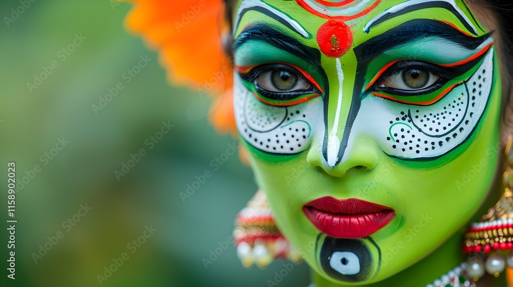 Colorful Traditional Face Paint With Artistic Details and Expression Colorful Traditional Face Paint With Artistic Details and Expression