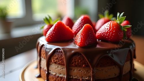 chocolate cake with strawberries