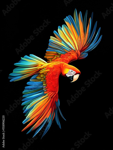 red and yellow colorful macaw parrot