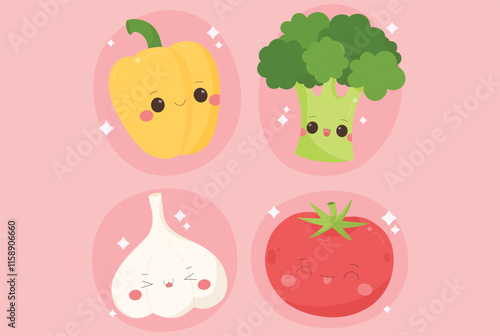 hand drawn kawaii food illustrations