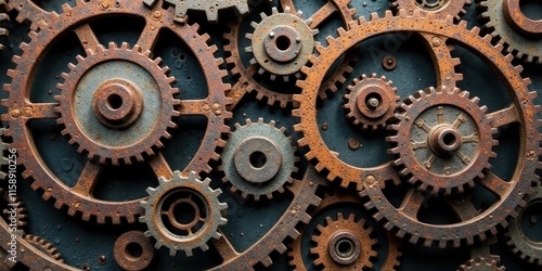 Wallpaper Mural Intricate Network of Rusted Gears A Detailed Close-up of Interlocking Mechanical Components Torontodigital.ca