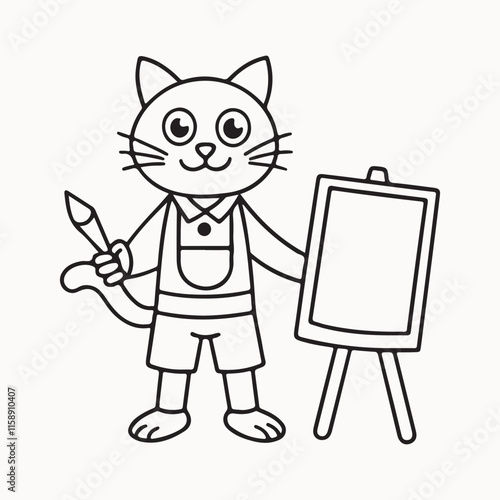 cartoon of cat artist