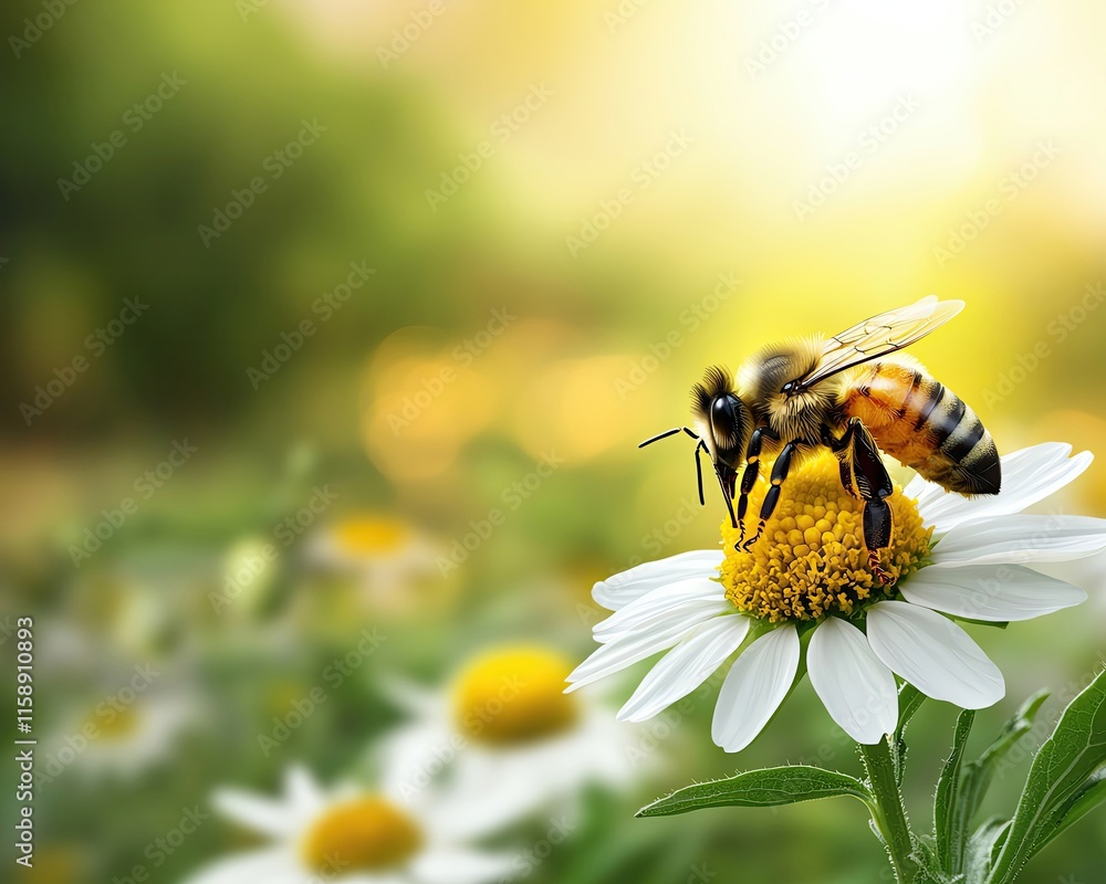 Highlighting the Role of Bees in Pollination and Food Security showcasing a field of wildflowers with bees actively collecting pollen, set against a blurred background of lush greenery. Highlighting the Role of Bees in Pollination and Food Security showcasing a field of wildflowers with bees actively collecting pollen, set against a blurred background of lush greenery.