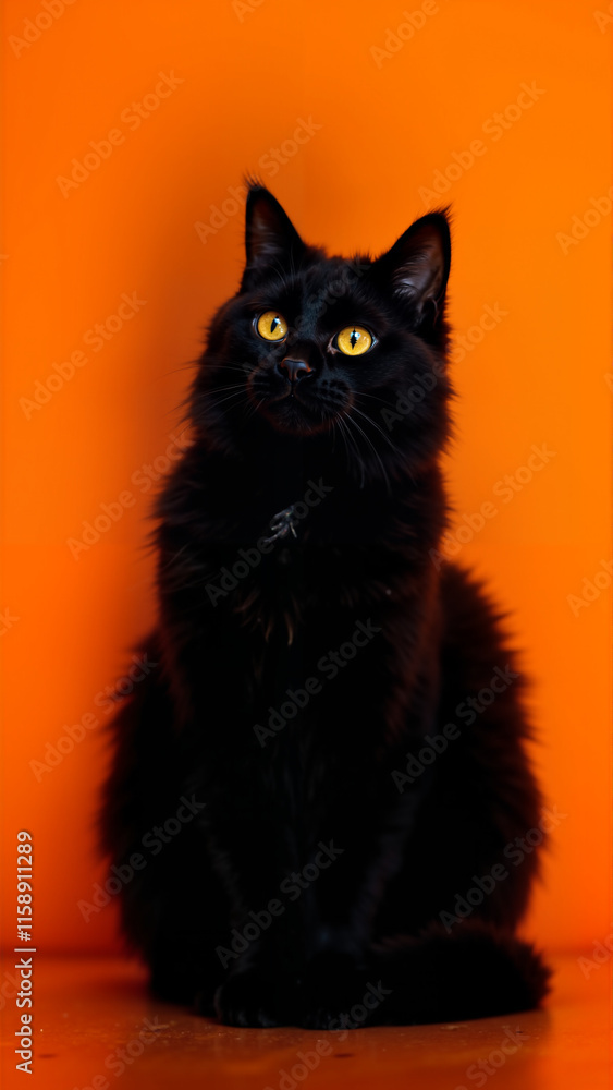 Black cat with eyes.