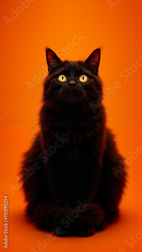 Obraz na płótnie Black cat with eyes. w salonie