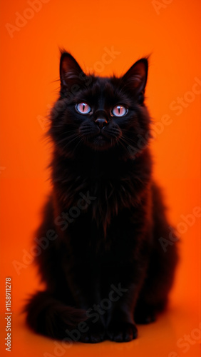 Obraz na płótnie Black cat with eyes. w salonie