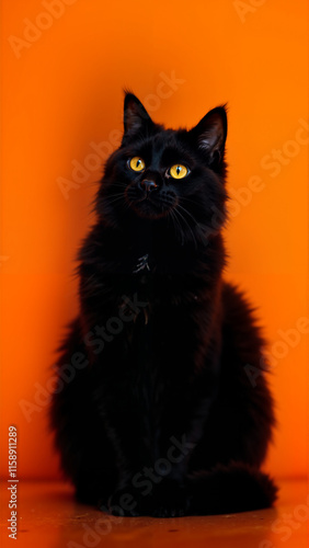 Obraz na płótnie Black cat with eyes. w salonie