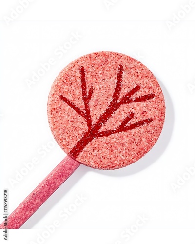 Red lollipop with tree branch design. photo