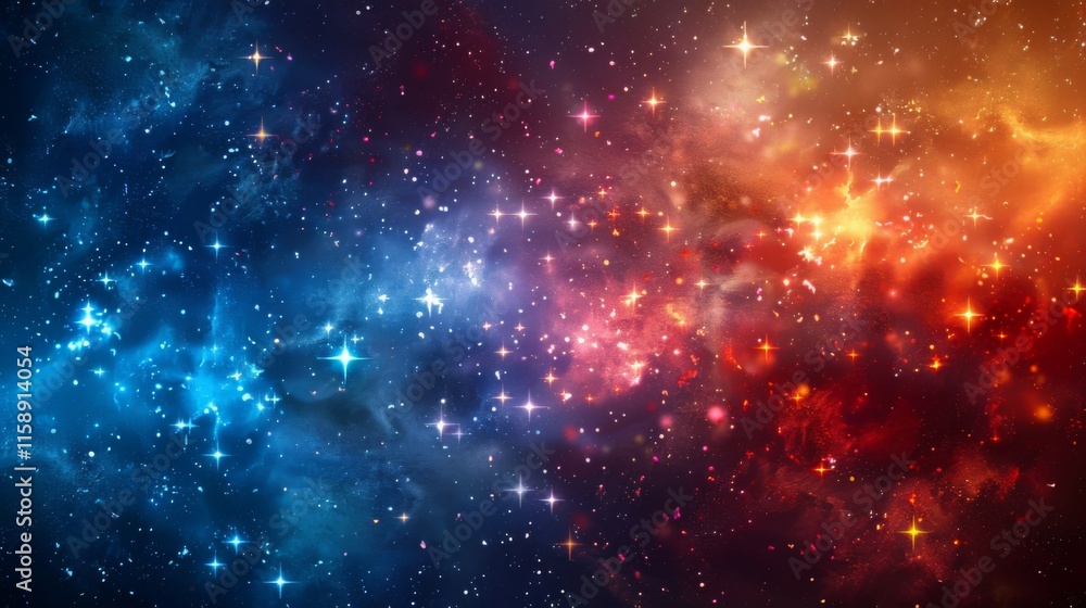 Obraz premium A colorful galaxy with blue and red stars