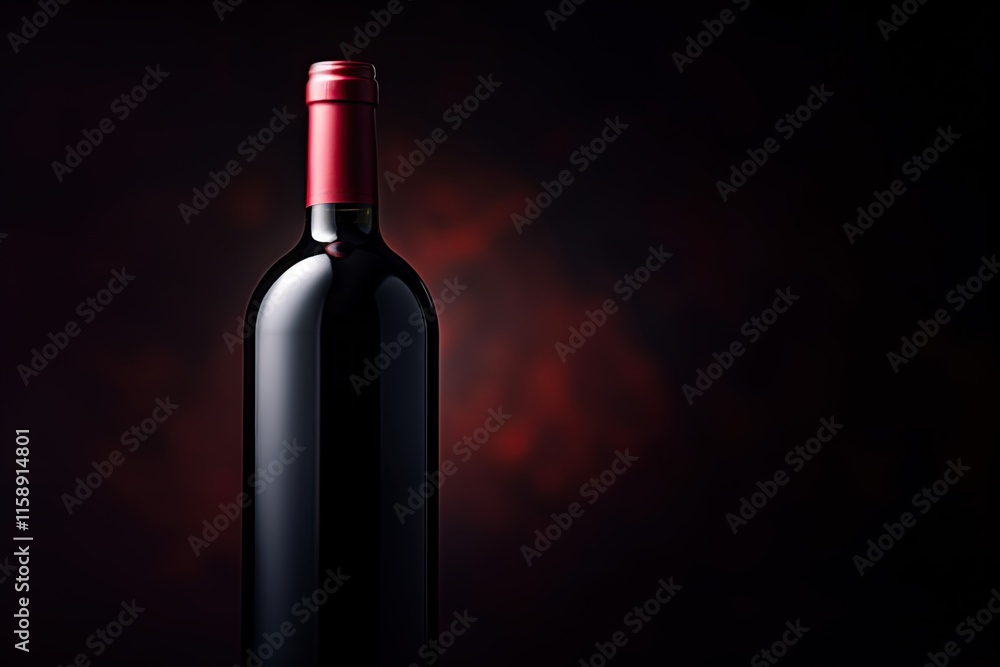 Wine bottle Mockup on a red cloth surface. Blank label to add logo or text. Generative Ai