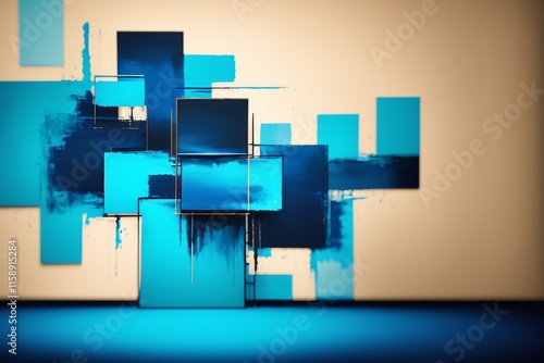Abstract blue art painting background