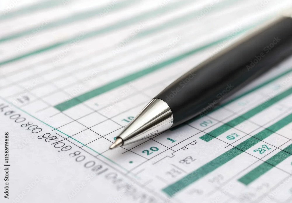 Close-up of a Black Pen Resting on an Examination Sheet with Grid Close-up of a Black Pen Resting on an Examination Sheet with Grid