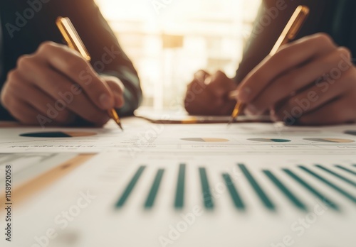 Business Meeting with Documents and Pens in Modern Office Setting