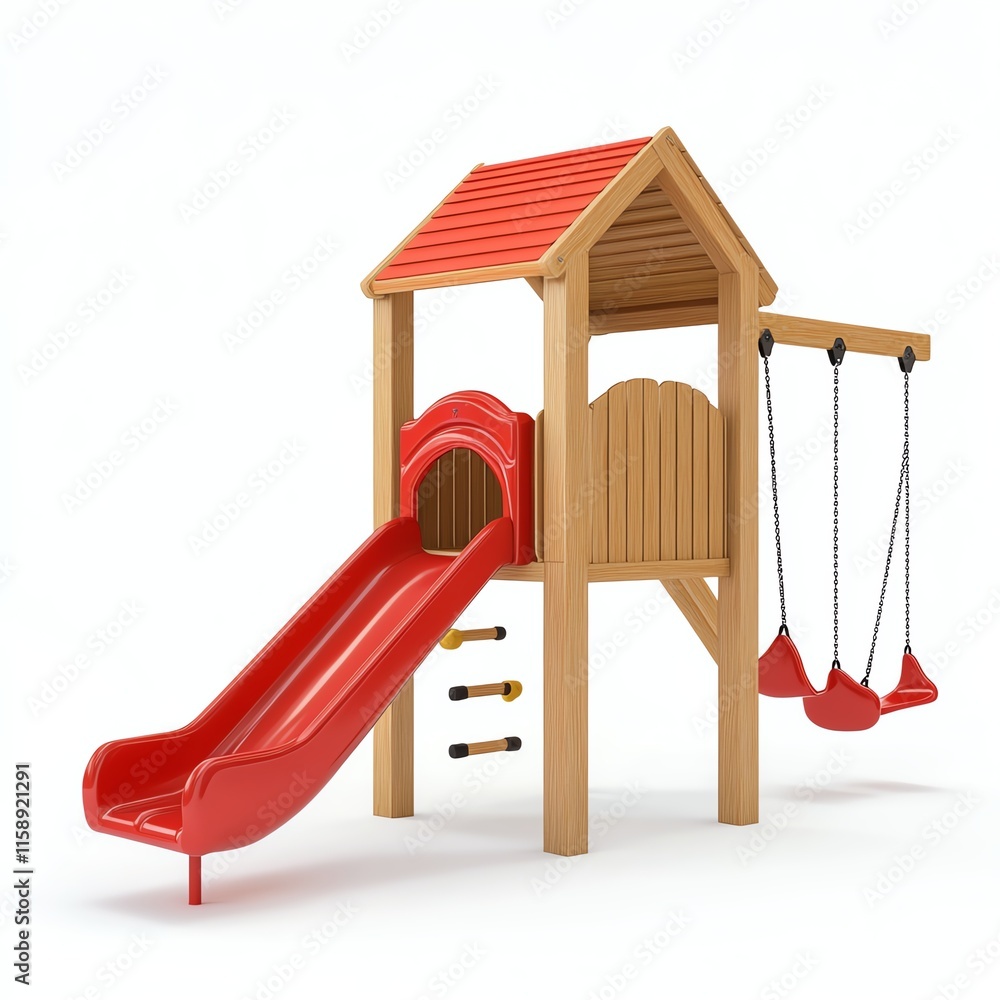 Kids playground with slide and swings, perfect for outdoor fun. Kids playground with slide and swings, perfect for outdoor fun.