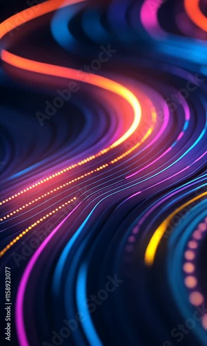 Wallpaper Mural A vibrant abstract design featuring flowing lines and glowing dots in a colorful digital landscape. Torontodigital.ca