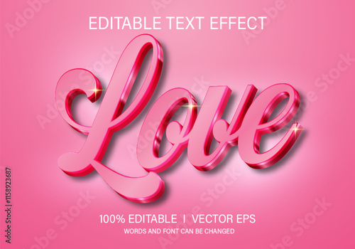 love 3d vector text effect with modern style design