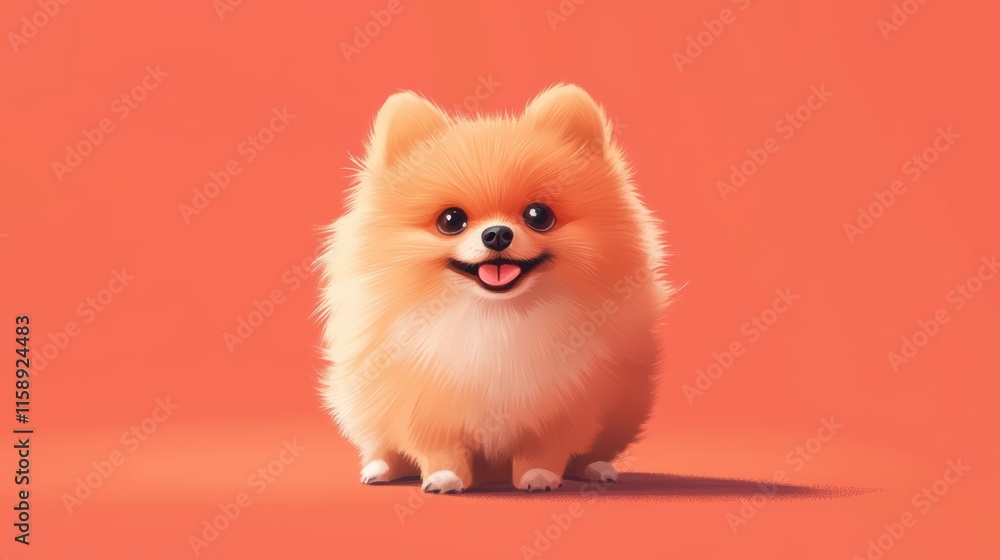 Obraz premium Adorable Pomeranian Puppy digital art illustration