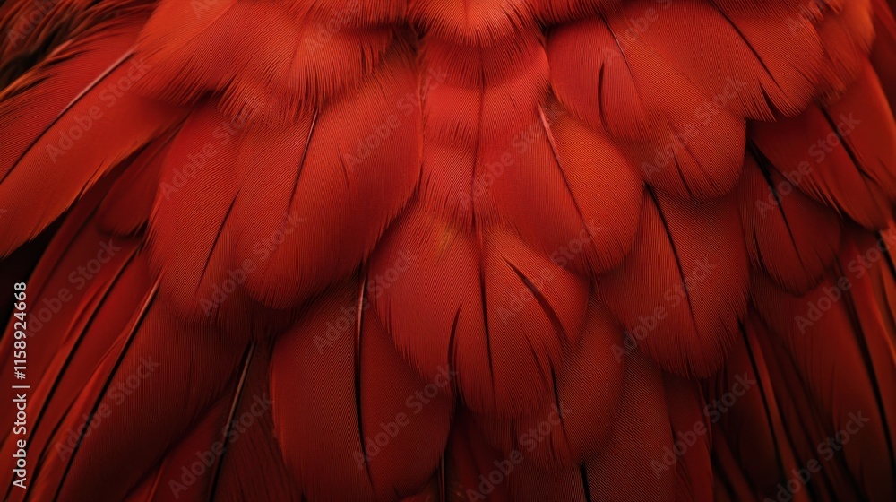 Fototapeta premium Close-Up of Vibrant Red Bird Feathers with Fine Details and Texture