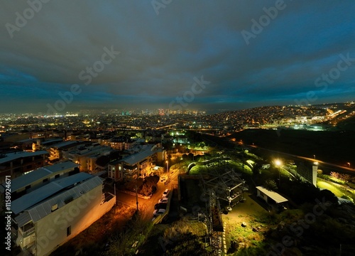 Panoramic drone view of Izmir city photo