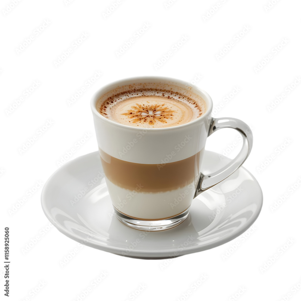 Delicious latte coffee in a glass on a transparent background Delicious latte coffee in a glass on a transparent background