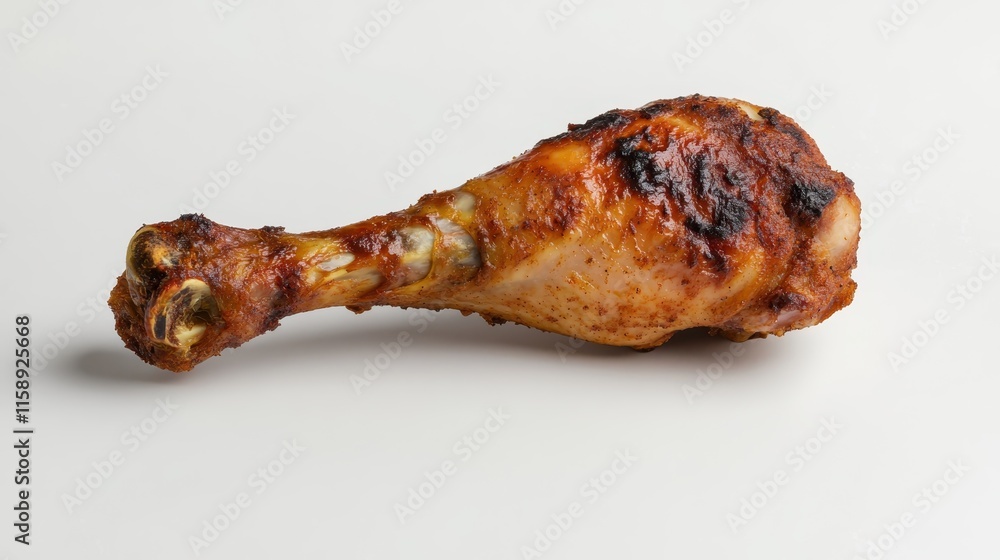 Crispy Fried Chicken Drumstick on Plain Background Crispy Fried Chicken Drumstick on Plain Background