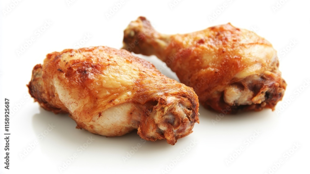 Crispy Fried Chicken Drumsticks on White Background Crispy Fried Chicken Drumsticks on White Background
