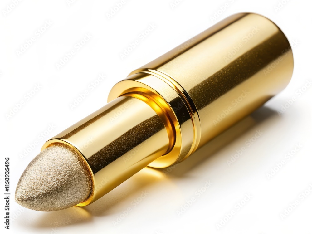 Close-Up Gold Lipstick, Metallic Lip Color, Golden Lip Gloss, Luxury Cosmetics, Beauty Product Close-Up Gold Lipstick, Metallic Lip Color, Golden Lip Gloss, Luxury Cosmetics, Beauty Product