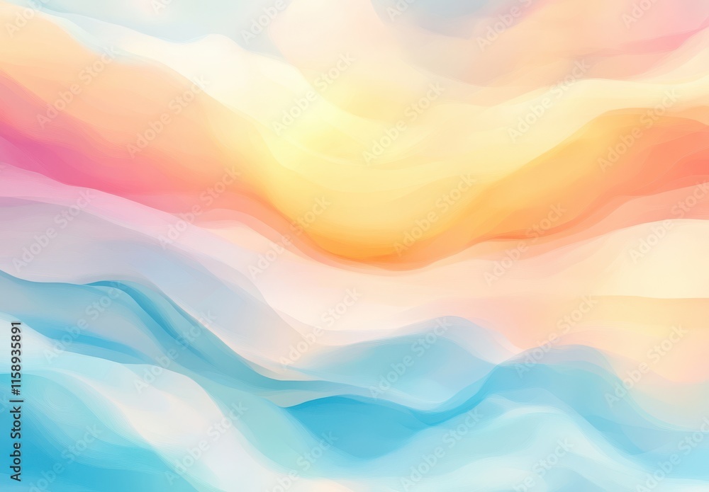 Obraz premium Abstract pastel art showcasing soft waves and gentle colors blending together, creating a serene and tranquil background for creative projects and designs.