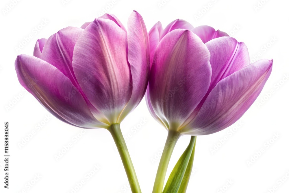 Naklejka premium Close-Up Lilac Tulips: Isolated Double Tulip Flower Images, High-Resolution Botanical Photography
