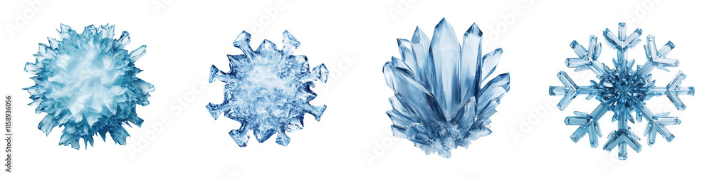 Obraz premium Mesmerizing Crystalline Formations Captivating Snowflake Designs in Shades of Icy Blue Depicting the Intricate and Delicate Beauty of Nature s Wintry