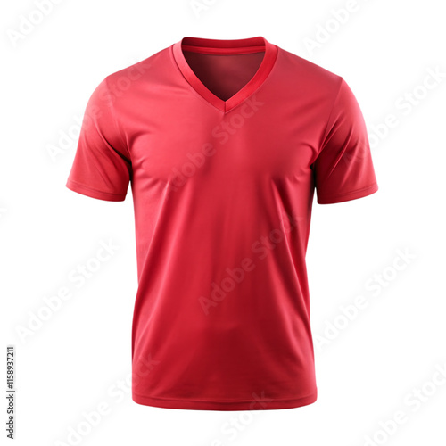 Red V-Neck T Shirt For Mockup isolated on transparent or white background