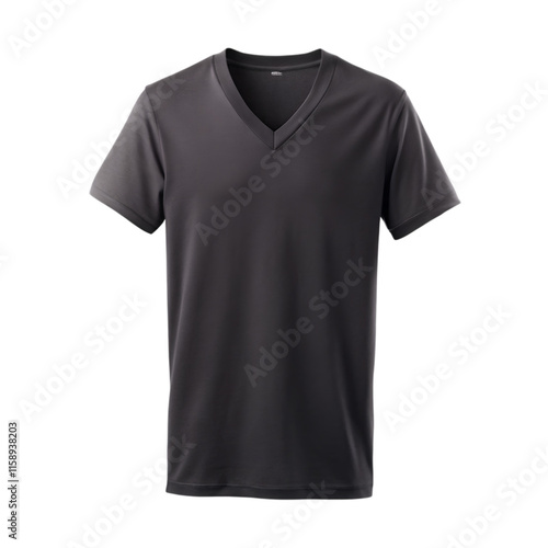 Black V-Neck T Shirt For Mockup isolated on transparent or white background