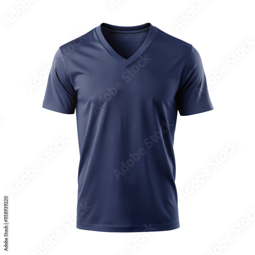 Navy Blue V-Neck T Shirt For Mockup isolated on transparent or white background