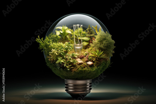 a light bulb full of environmental science and ecology concept photo