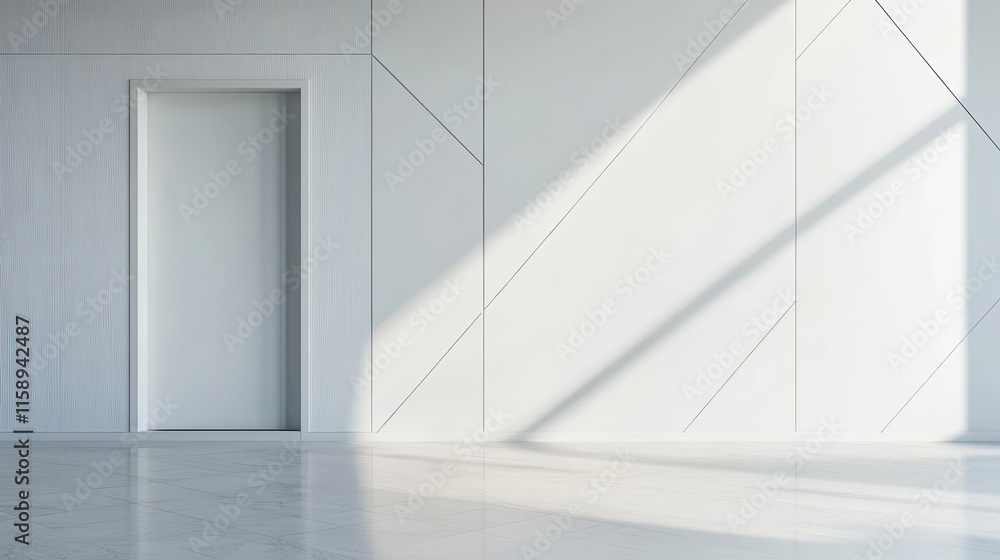 Modern White Panel Door with Geometric Design Modern White Panel Door with Geometric Design