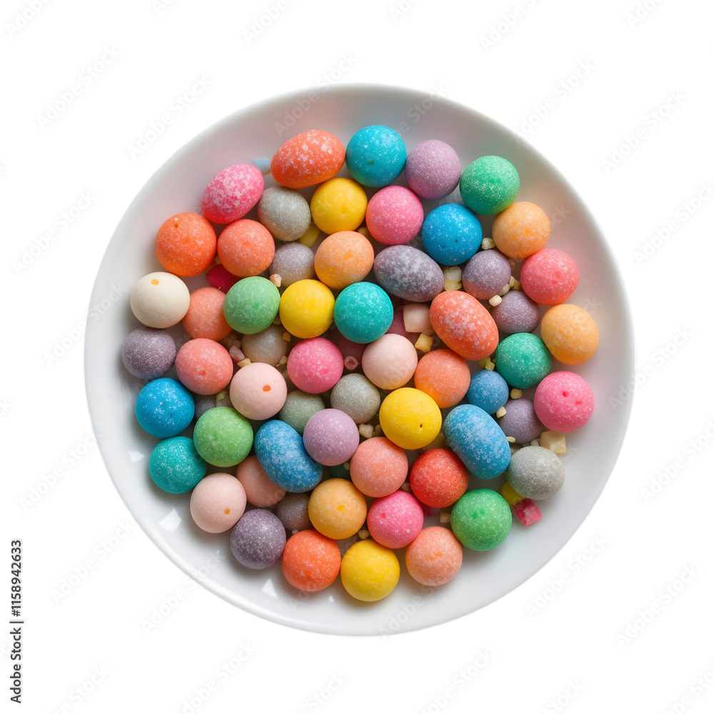 Colorful candies in a bowl isolated over white background Colorful candies in a bowl isolated over white background