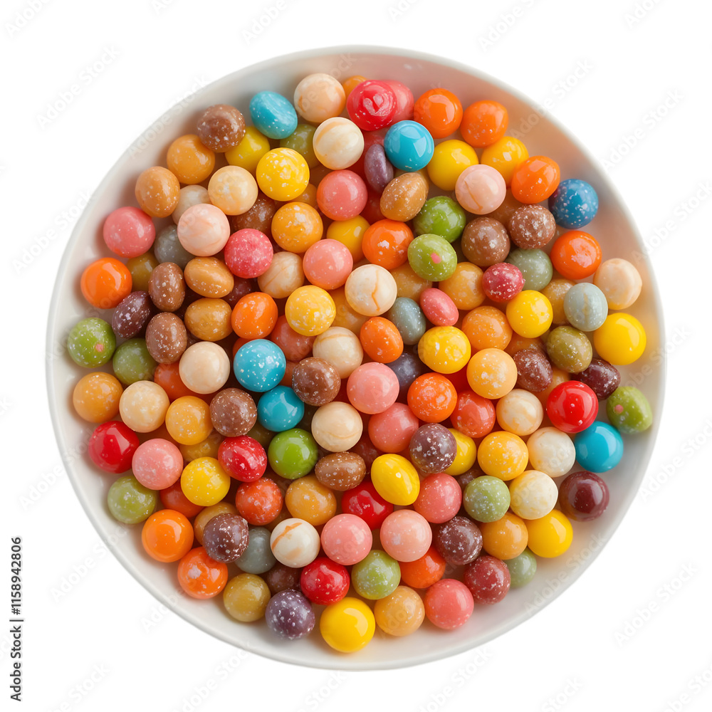Colorful candies in a bowl isolated over white background Colorful candies in a bowl isolated over white background