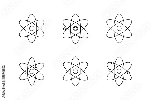 atom icon line art vector illustration