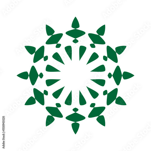 flower or floral ornament decorative vector design. Abstract flower icon symbol vector illustration in green isolated on white
