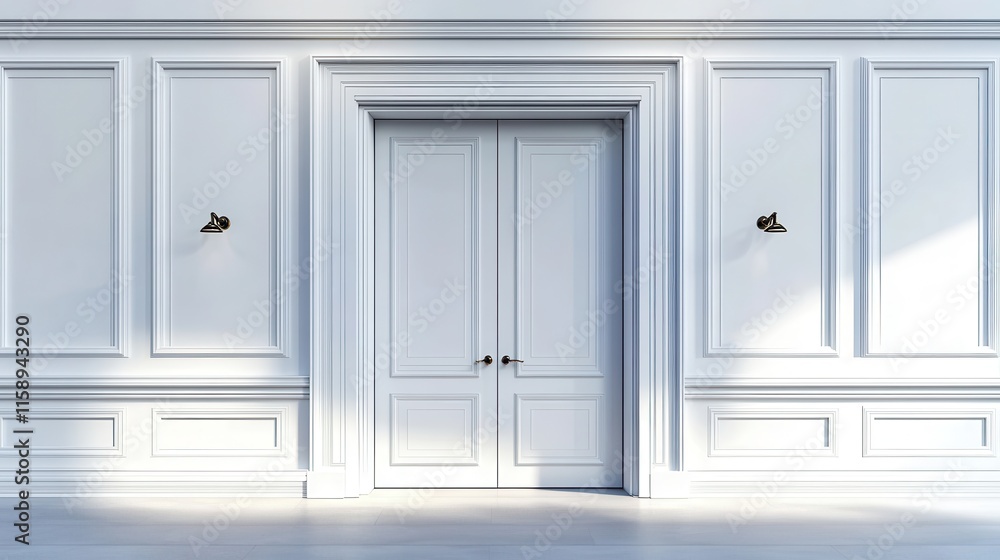 Elegant White Door with Sleek Panel Design Elegant White Door with Sleek Panel Design