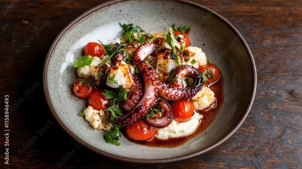 Grilled Octopus with Cauliflower and Tomatoes Grilled Octopus with Cauliflower and Tomatoes