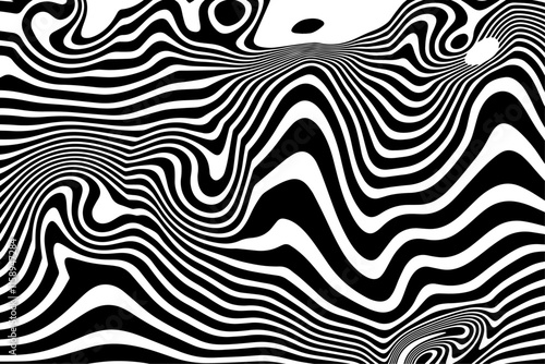 Black and white liquify lines pattern with ripple effect