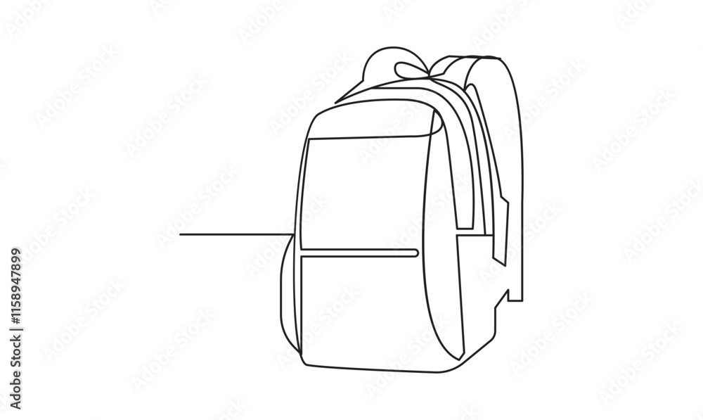 Backpack continuous one line simple drawing isolated on white background concept of travel Backpack continuous one line simple drawing isolated on white background concept of travel