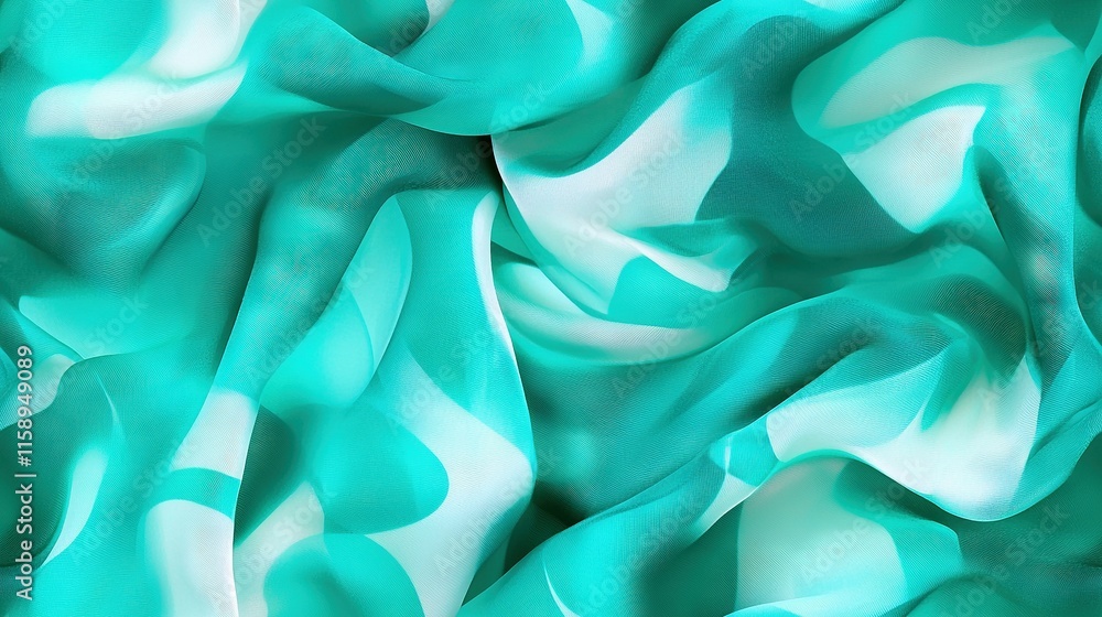 A close-up image of blue and white fabric featuring wavy patterns on top and bottom A close-up image of blue and white fabric featuring wavy patterns on top and bottom