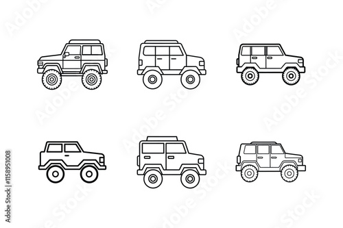 off road vehicle icon line art vector illustration