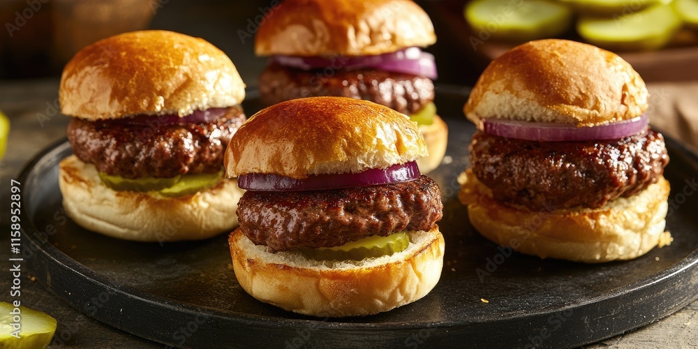 Delicious mini burgers featuring cheese, onion, and pickle make for the perfect snack. These mini burgers are a crowd pleaser, ideal for parties or casual gatherings with friends. Delicious mini burgers featuring cheese, onion, and pickle make for the perfect snack. These mini burgers are a crowd pleaser, ideal for parties or casual gatherings with friends.