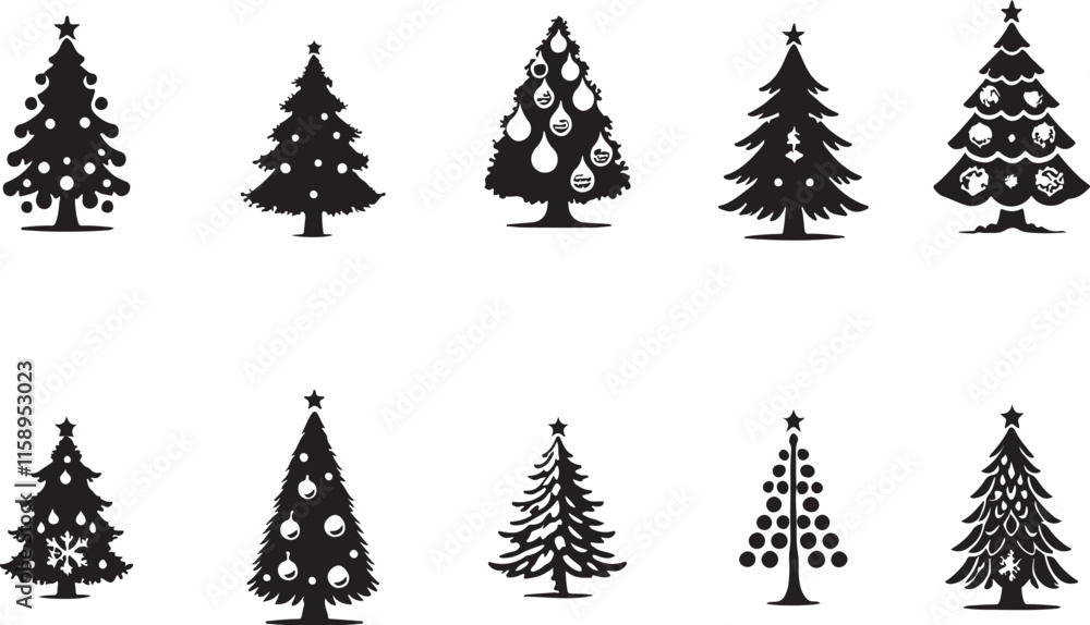 Obraz premium christmas trees set